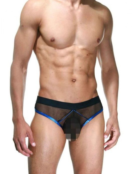 Мужские полупрозрачные трусы-слипы с контрастным кантом Мужские полупрозрачные трусы-слипы с контрастным кантом