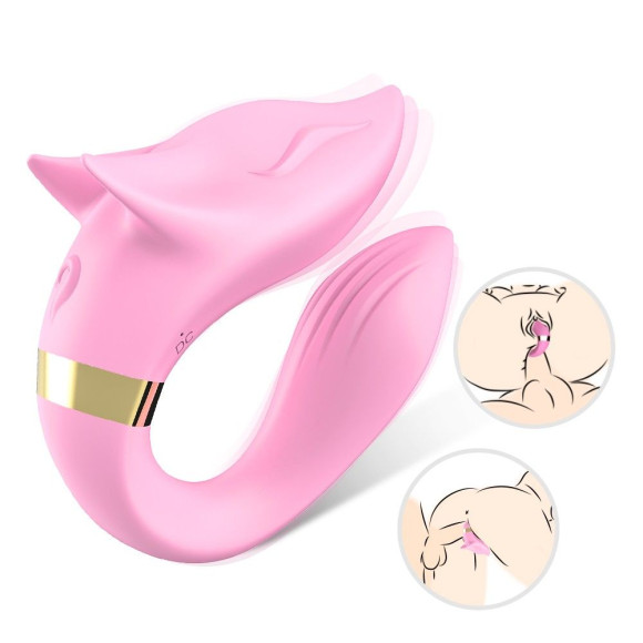 Розовый вибромассажер для пар с пультом дистанционного управления Розовый вибромассажер для пар с пультом дистанционного управления