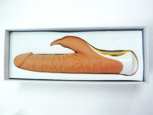 Вибромассажер-ротатор реалистик с клиторальным стимулятором - 23,5 см. Вибромассажер-ротатор реалистик с клиторальным стимулятором - 23,5 см.