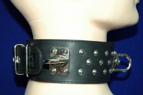 Широкий подшитый ошейник с металлической фурнитурой