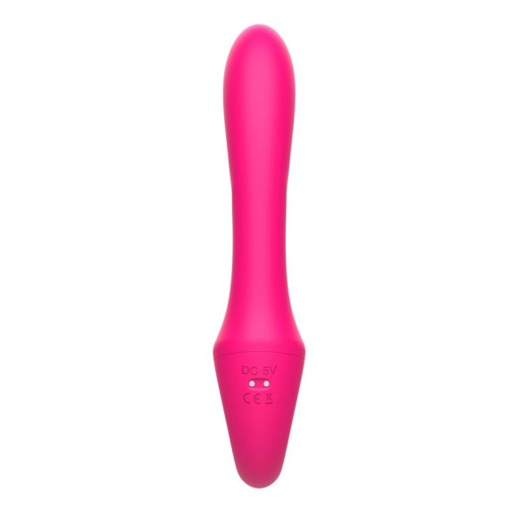 Розовый вибратор с клиторальным отростком и пультом ДУ- 19,6 см.