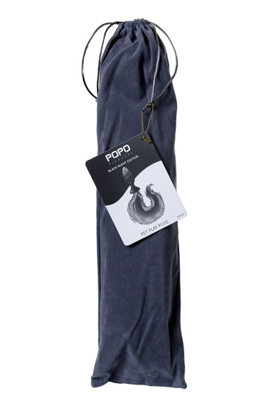 Черная силиконовая анальная втулка с хвостом чернобурой лисы - размер S Черная силиконовая анальная втулка с хвостом чернобурой лисы - размер S