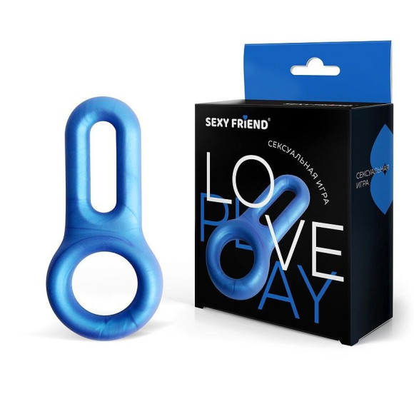 Голубое эрекционное кольцо с петлёй Голубое эрекционное кольцо с петлёй