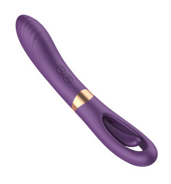 Фиолетовый силиконовый вибратор с функцией фингеринга - 23,5 см.