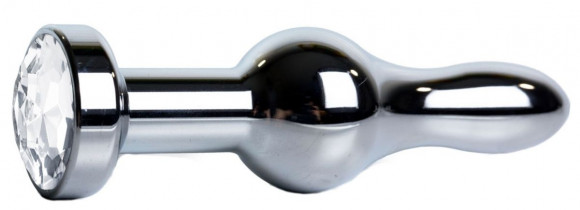 Серебристая анальная пробка с прозрачным кристаллом - 10,5 см. Серебристая анальная пробка с прозрачным кристаллом - 10,5 см.