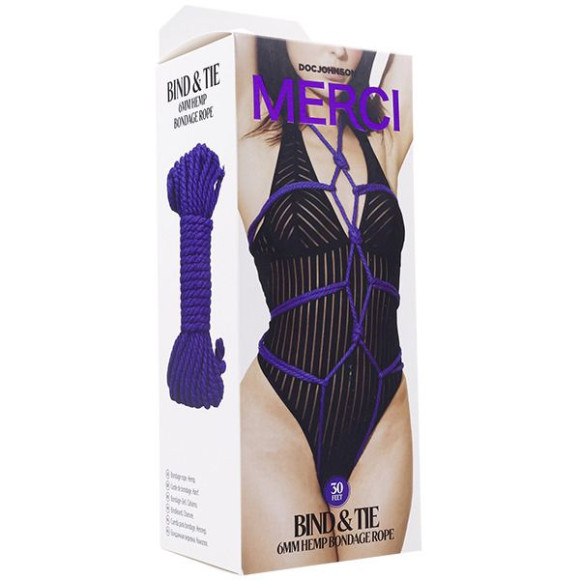 Фиолетовая верёвка для связывания и фиксации Bind&Tie - 9,14 м. Фиолетовая верёвка для связывания и фиксации Bind&Tie - 9,14 м.