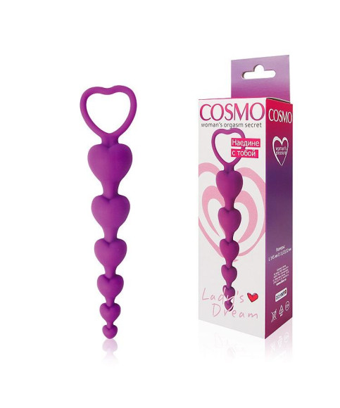 Фиолетовая анальная цепочка с сердечками - 14,5 см. Фиолетовая анальная цепочка с сердечками - 14,5 см.