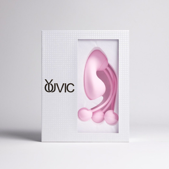 Розовый вакуумный стимулятор клитора с вагинальными виброшариками