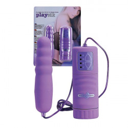 Фиолетовый вибростимулятор с выносным пультом Playstik Фиолетовый вибростимулятор с выносным пультом Playstik